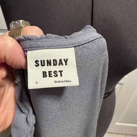 Aritzia Sunday Best Ruffle Wrap Dress in Steel blue - Picture 6 of 7